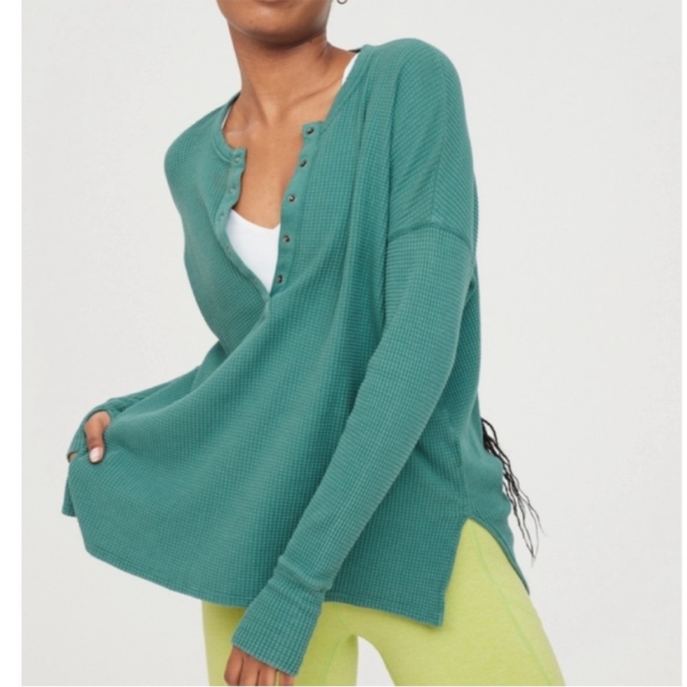 Aerie Offline Waffle Knit Long Sleeve Henley
